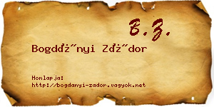 Bogdányi Zádor névjegykártya